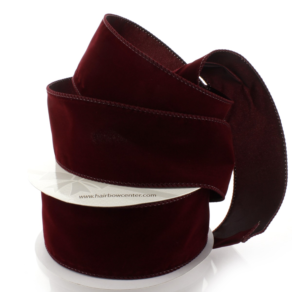 Ribbon Traditions 2.5 Wired Suede Velvet Ribbon Burgundy - 10 Yards